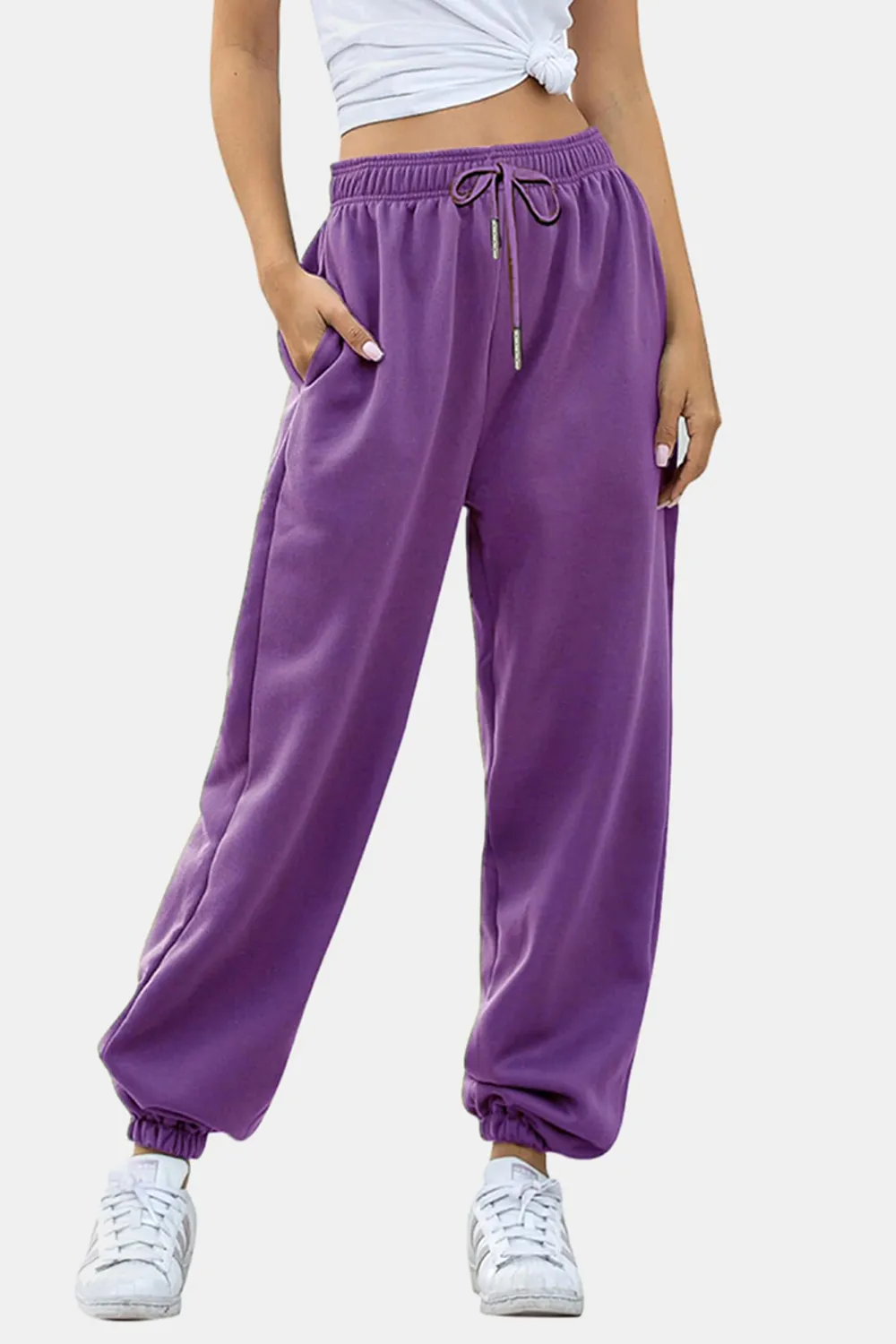 Elastic Waist Joggers with Pockets, image 16