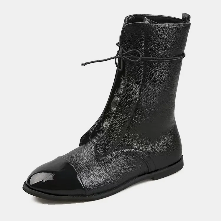Contrast Lace Up Point Toe Boots, image 7