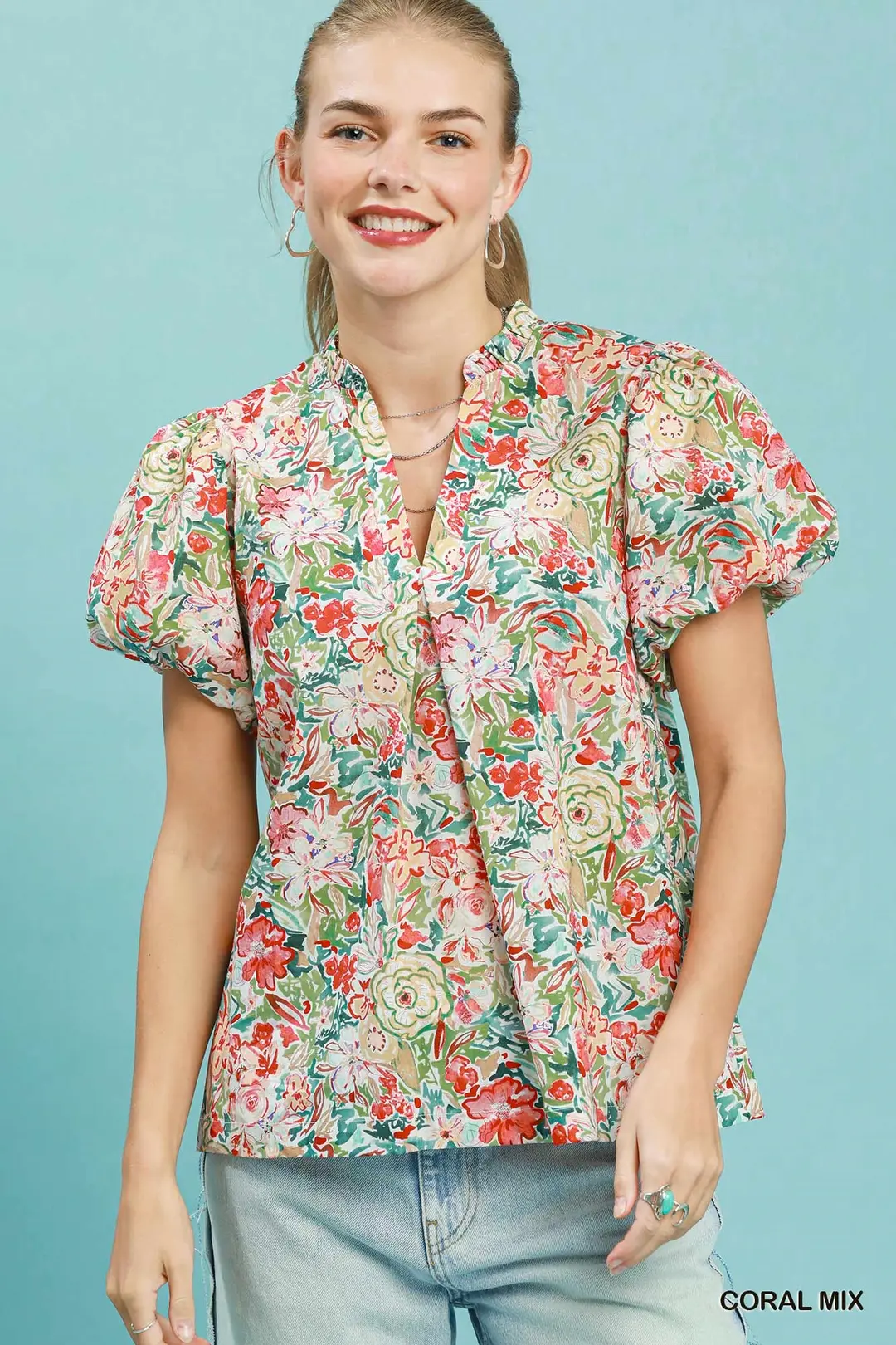 Floral Puff Sleeve Blouse