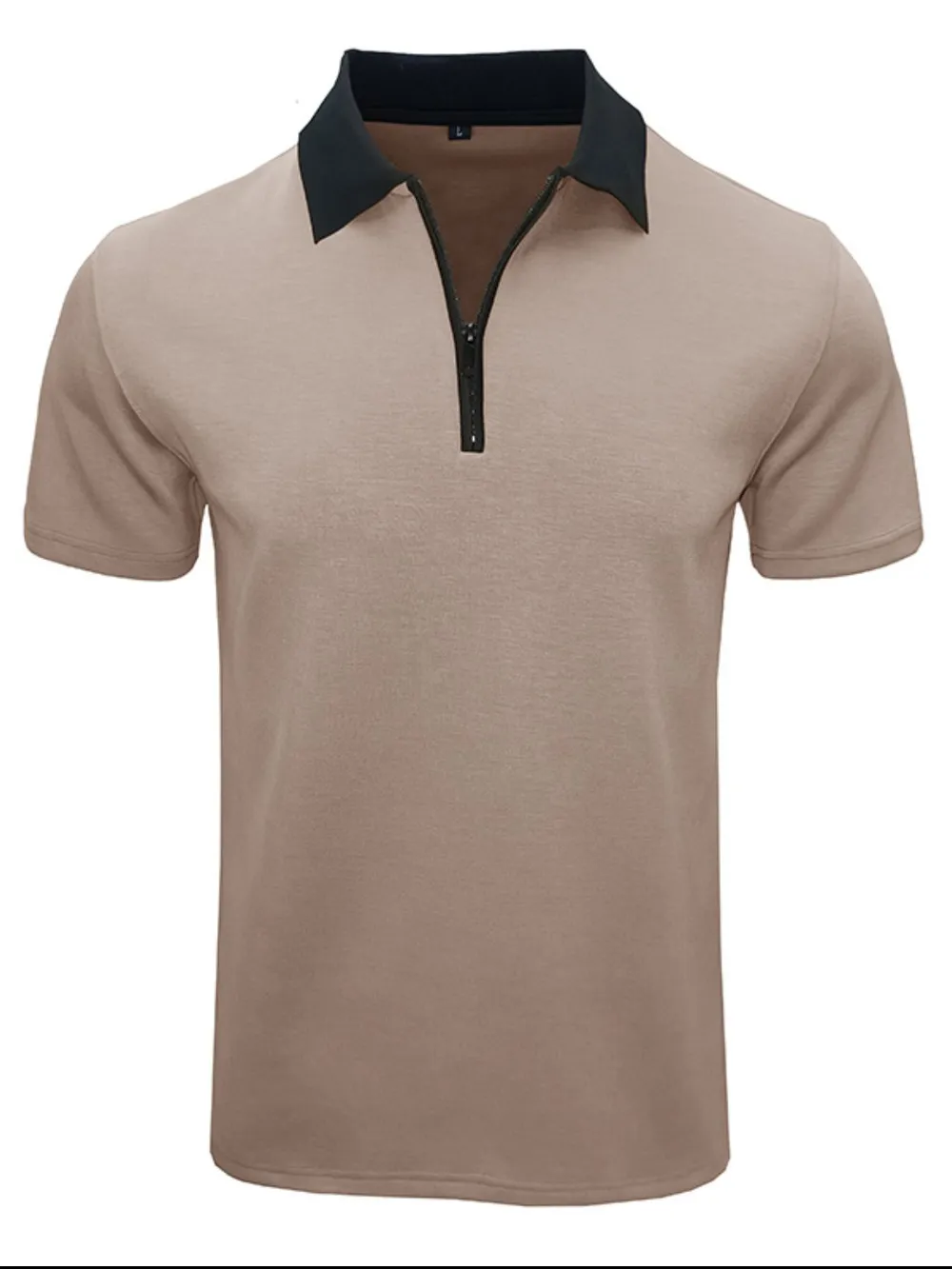 Men's Contrast Collar Quarter-Zip Polo Shirt, image 4