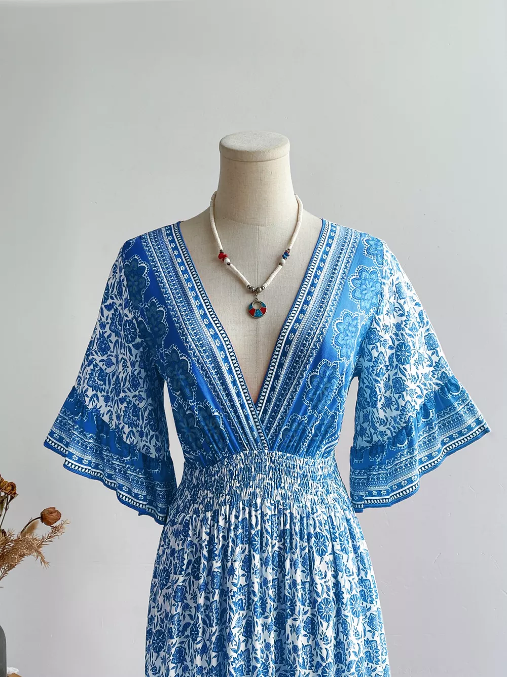 Floral Print Flounce Sleeve Dress, image 2