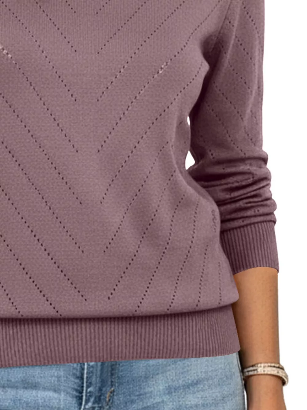 Openwork Round Neck Sweater, image 18