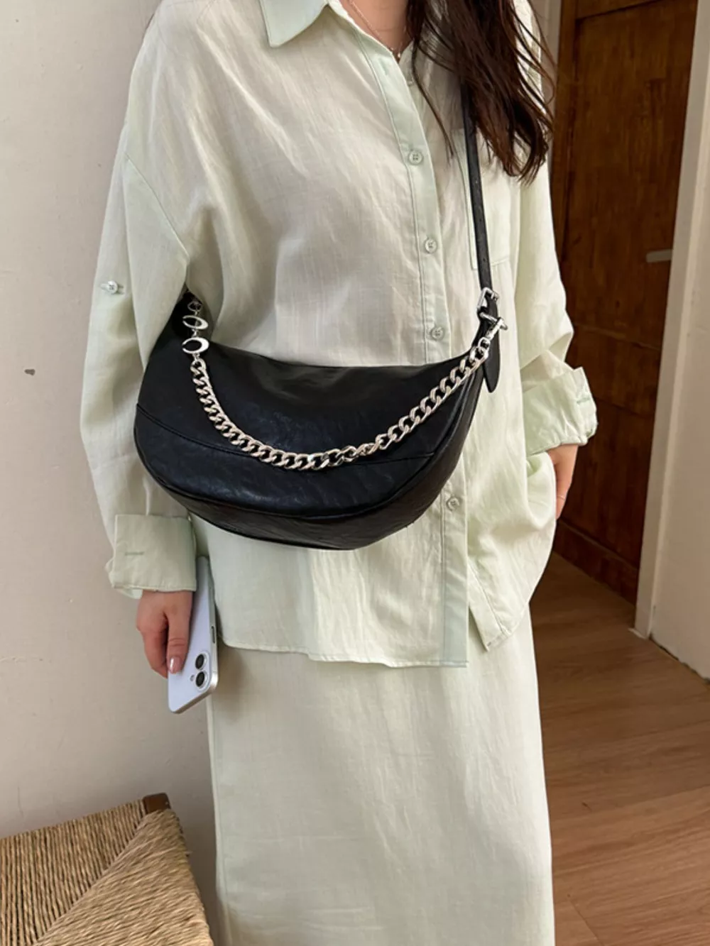 Crescent PU Leather Crossbody Bag