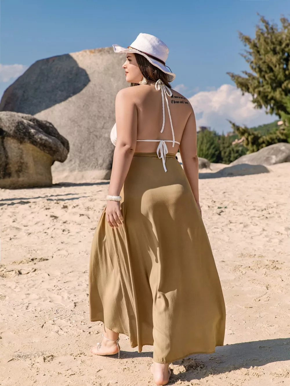 Plus Size High-Low Skirt with Tie Detail, image 4