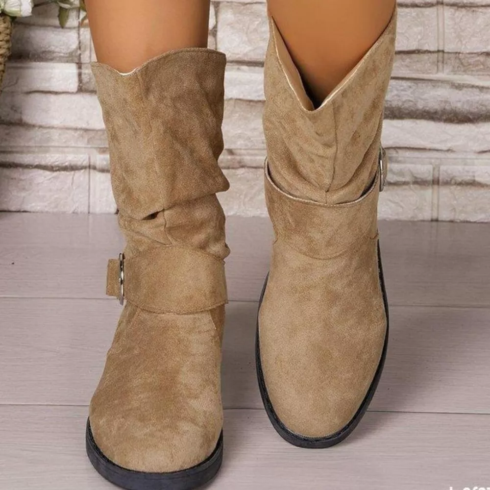 Round Toe Block Heels Boots, image 4