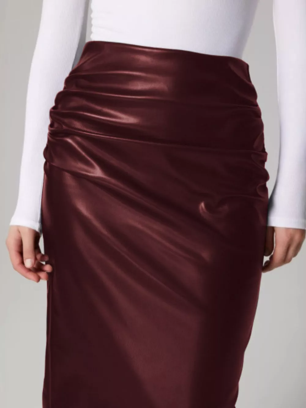 Slit Back Leather Skirt, image 7