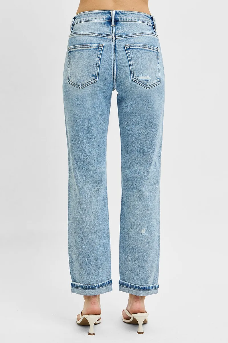 Full Size High Rise Ankle Boyfriend Distressed Jeans Plus Size, image 2