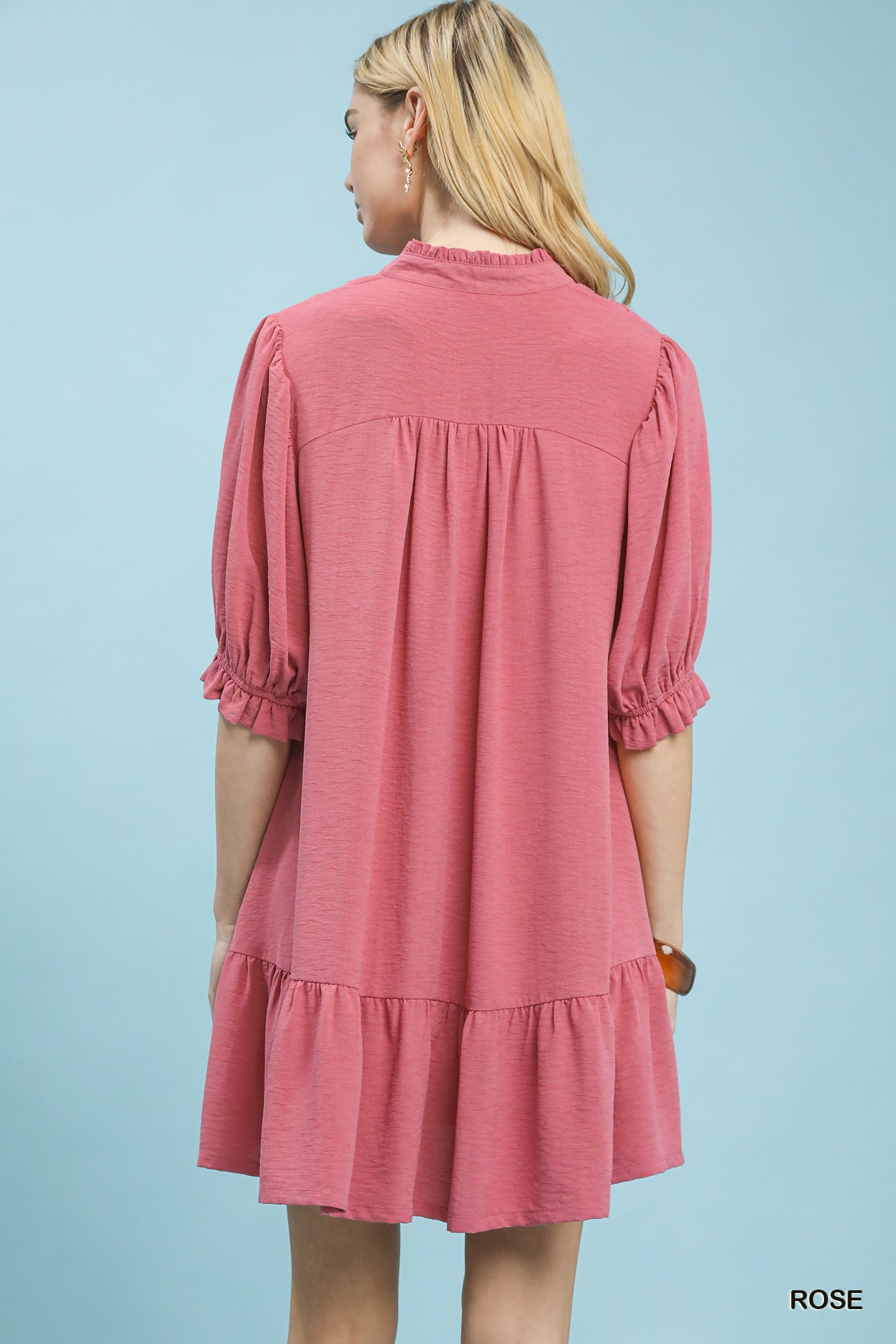 Lace Yoke Tiered Mini Dress, image 3