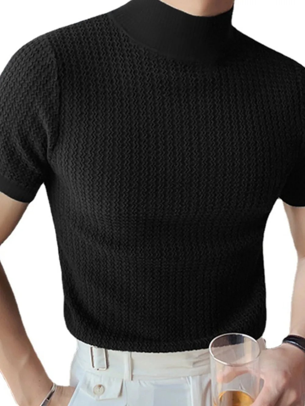 Men's Full Size Mock Neck Short Sleeve T-Shirt Plus Size, image 9
