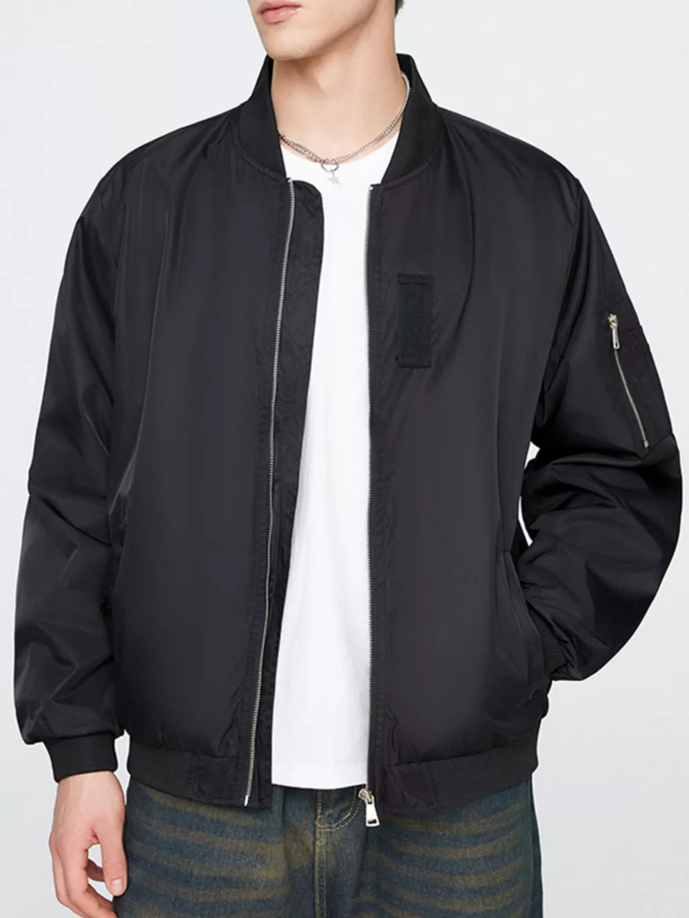Men's Plus Size Zip Up Lightweight Bomber Jacket, image 6