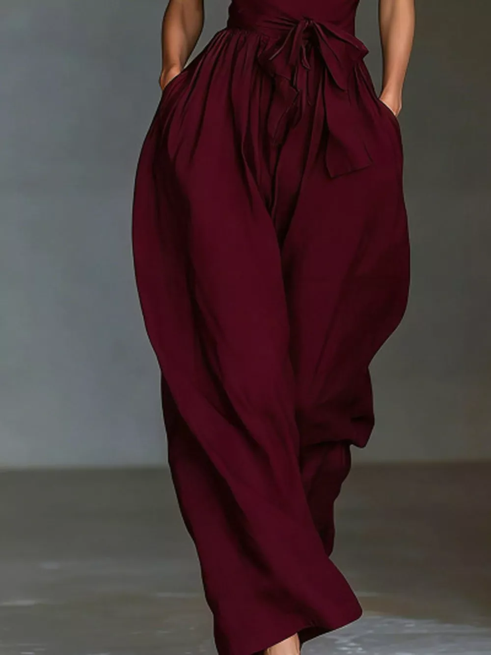Halter Neck Wide-Leg Jumpsuit with Waist-Tie Detail, image 11
