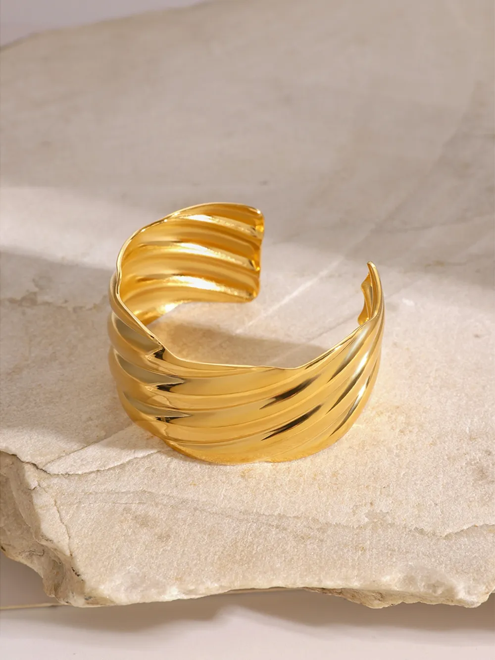 18K Gold-Plated Stainless Steel Open Ring, image 6
