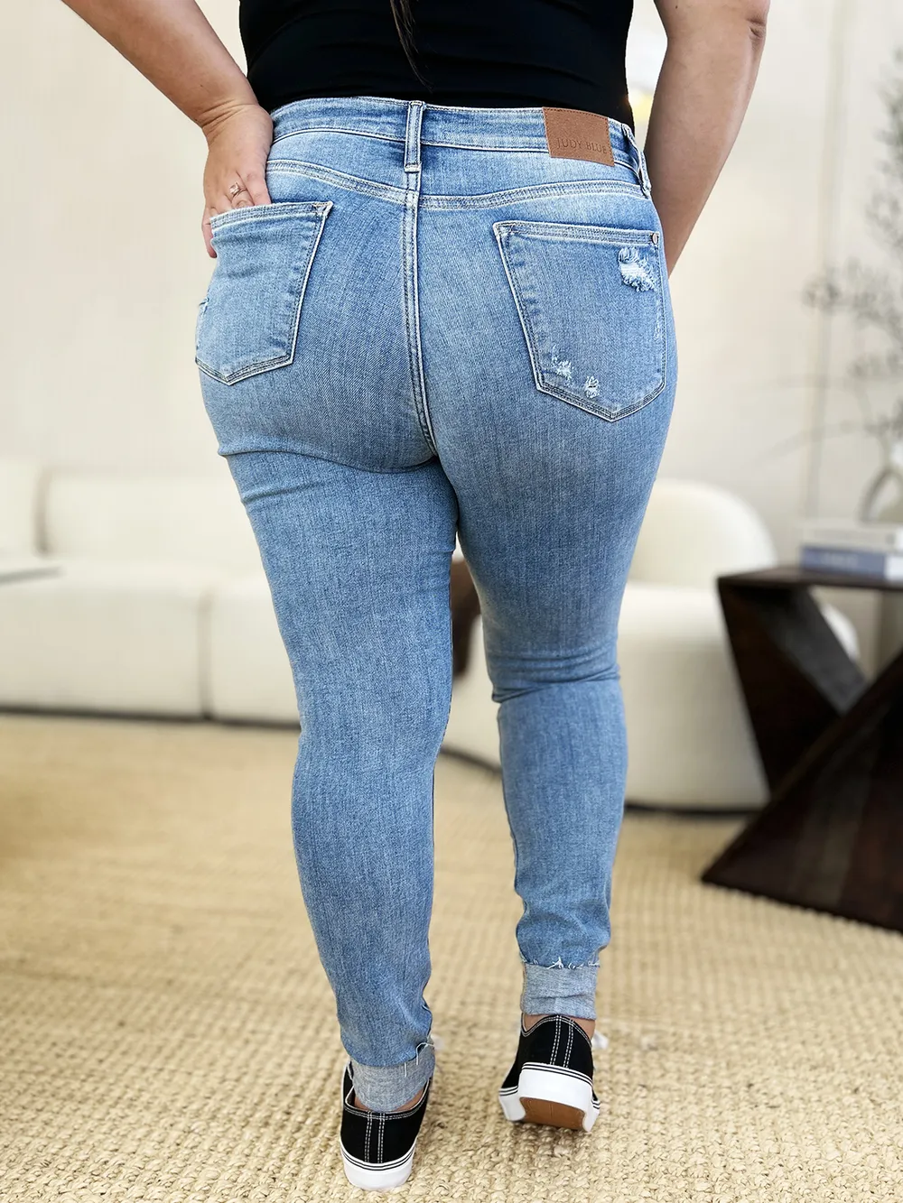 Full Size Mid Rise Destroy & Cuff Skinny Jeans, image 3