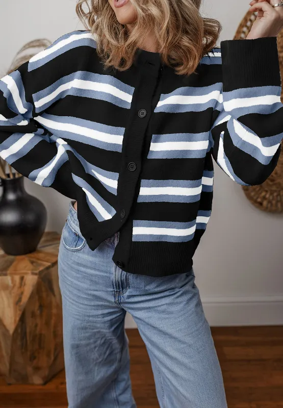 Striped Button Down Long Sleeve Cardigan, image 14