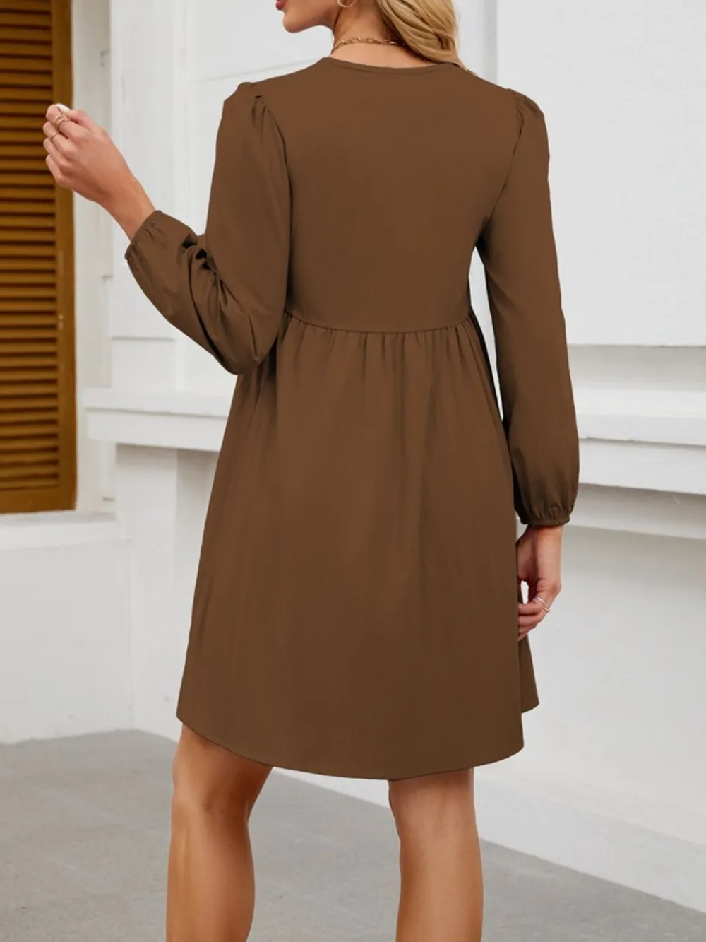 Tie Front Long Sleeve Mini Dress, image 12
