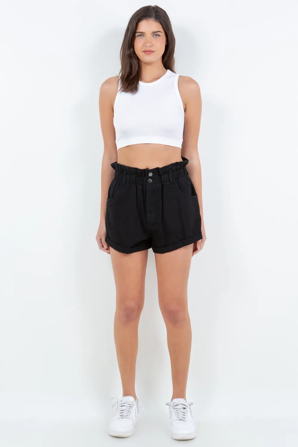 High Waist Paper Bag Shorts, image 4