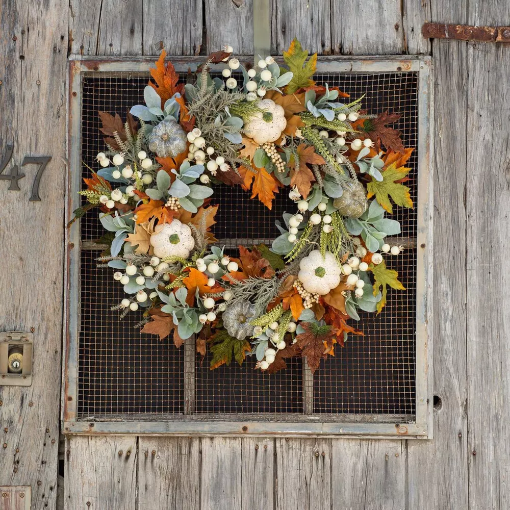Autumn Pumpkins Decorative Wreath, image 3