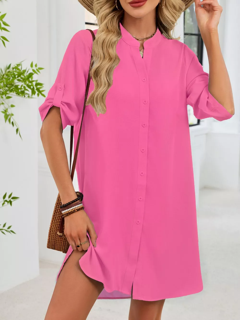 Casual Button-Down Shirt Dress, image 11