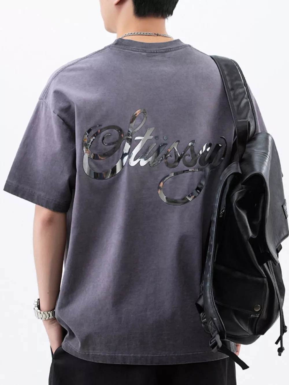 Men's Plus Size Oversized Round Neck Letter Graphic T-Shirt, image 9