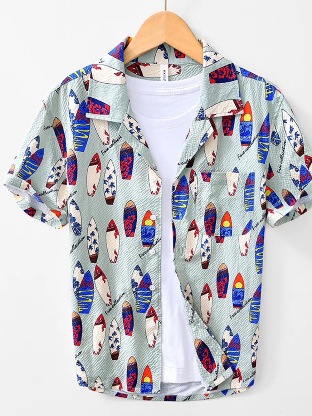 Men's Printed Button Up Short Sleeve Shirt, image 8