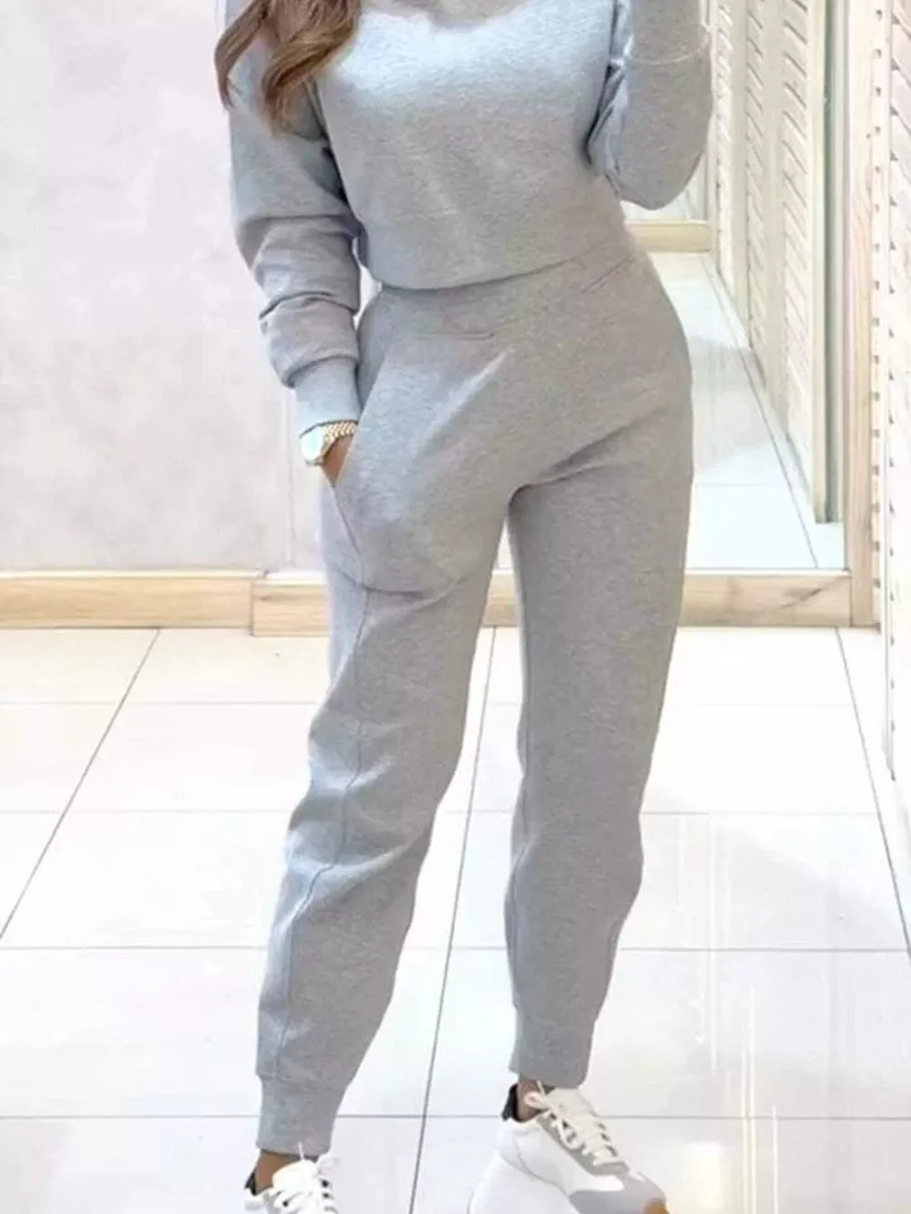 Cropped Sweatshirt and Jogger Set, image 7