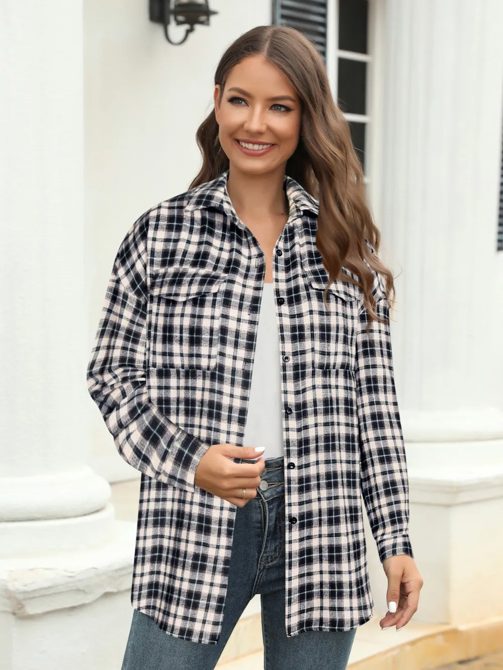 Full Size Plaid Button Up Pocketed Shirt, image 6