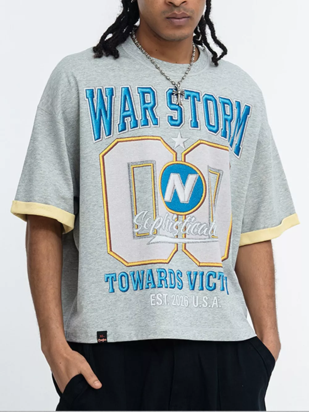 Men's War Storm Graphic Round Neck T-Shirt, image 5