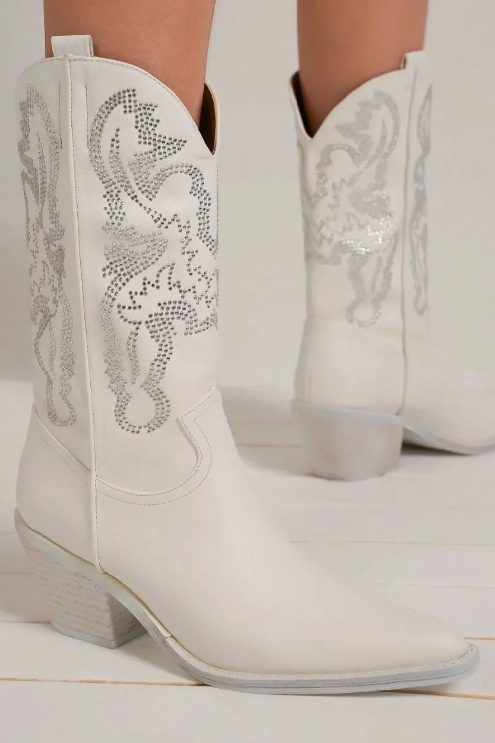 Rhinestone Detail Point Toe Boots, image 2