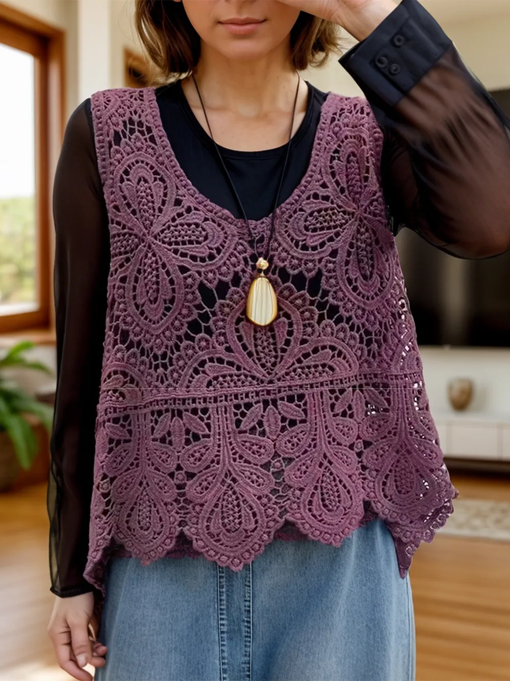 Cutout Scoop Neck Sleeveless Knit Cover Up, image 14