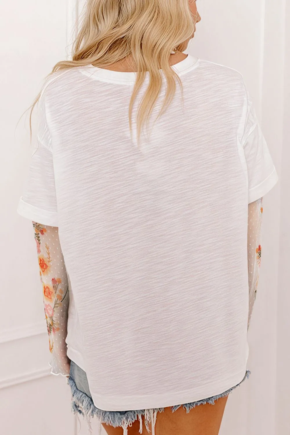 Faux Two Piece Floral Long Sleeve Patchwork Top, image 8