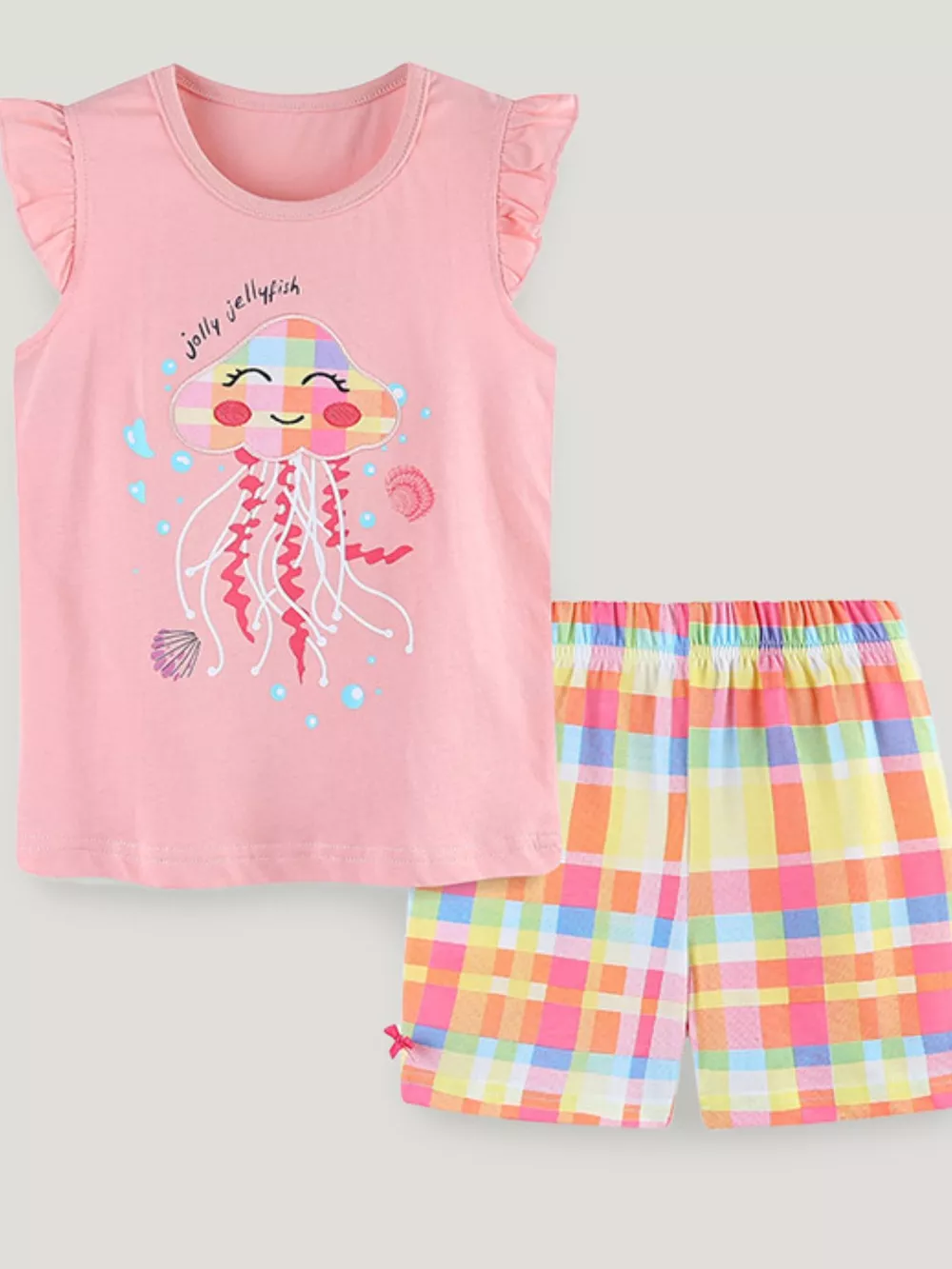 Children's Jolly Jellyfish Embroidered Top and Shorts Set
