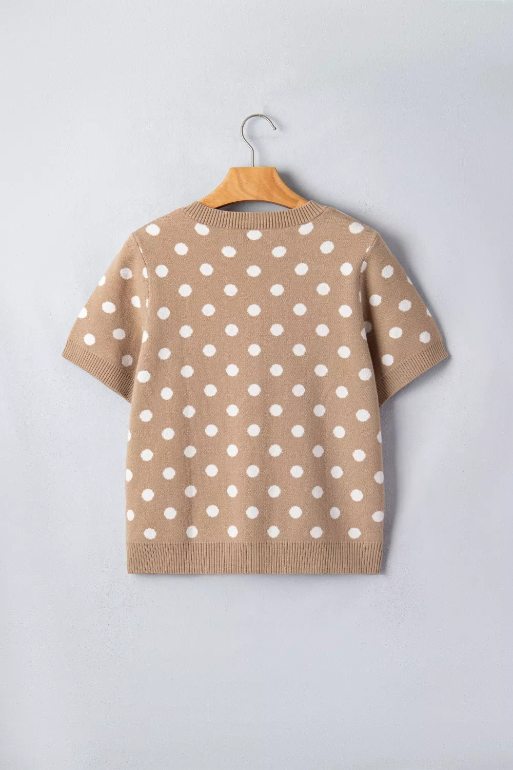 Polka Dot Short Sleeve Button Down Sweater Cardigan, image 6