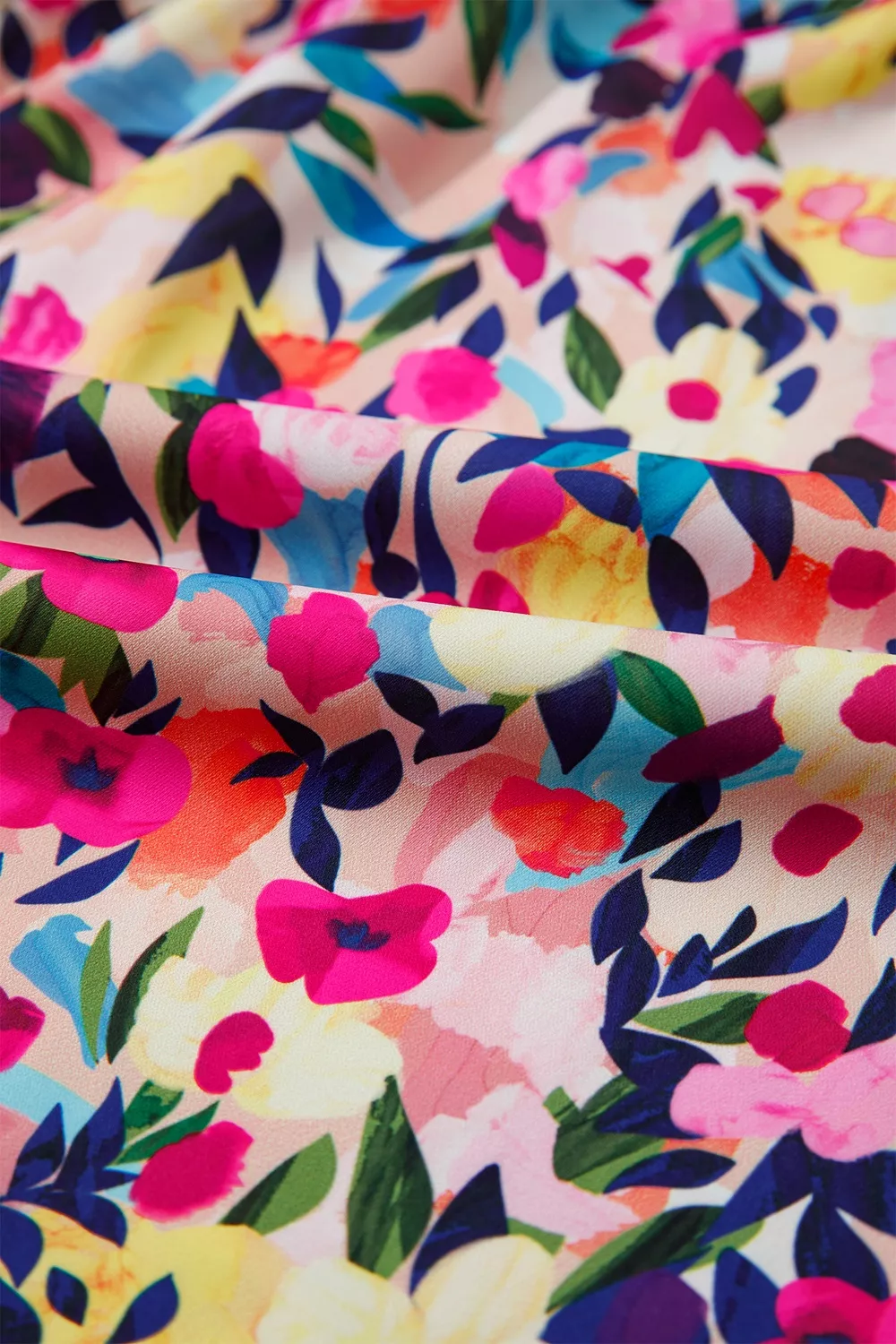 Flower Print Frilled Collar Short Puff Sleeve Summer Blouse, image 9