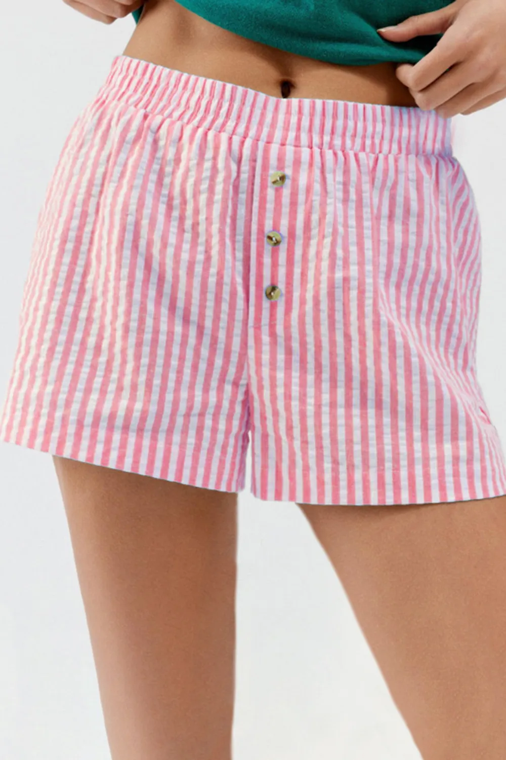 Striped Elastic Waist Shorts, image 10