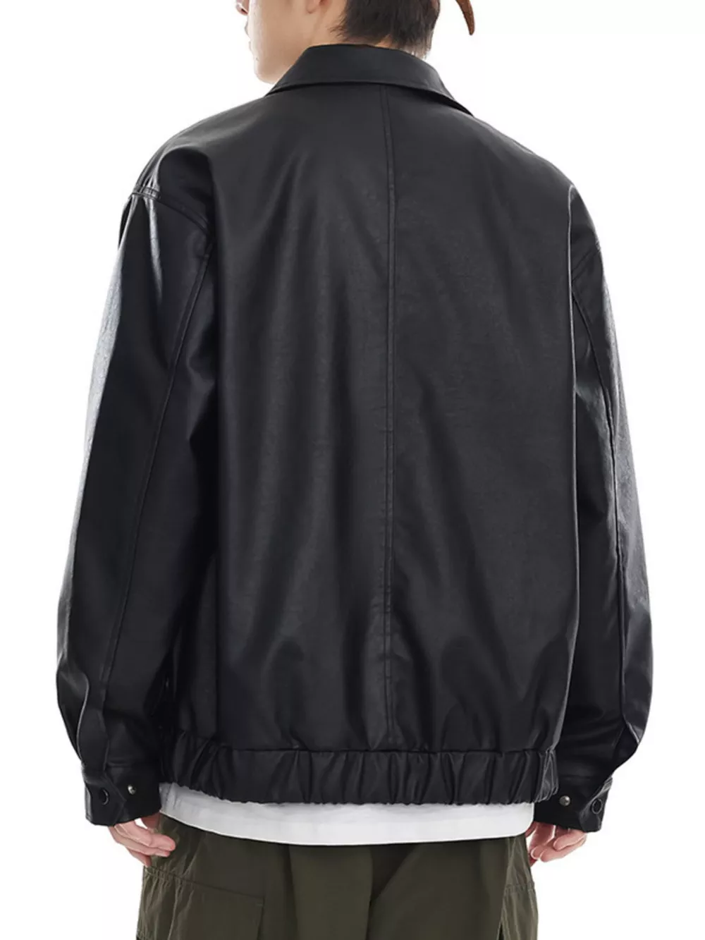 Men's Plus Size Classic Faux Leather Jacket, image 4