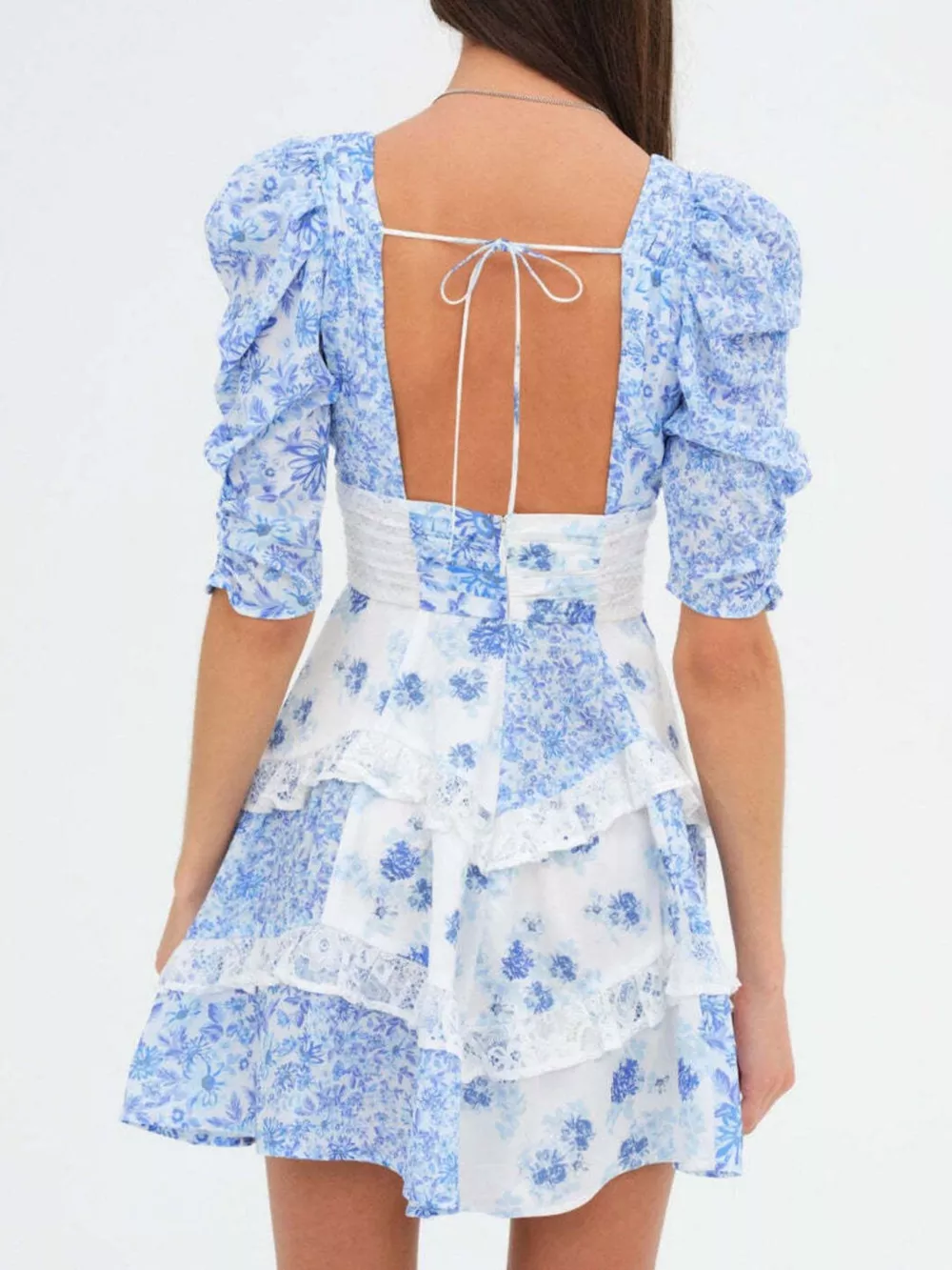 Ruffled Floral Print Half Sleeve Dress, image 13