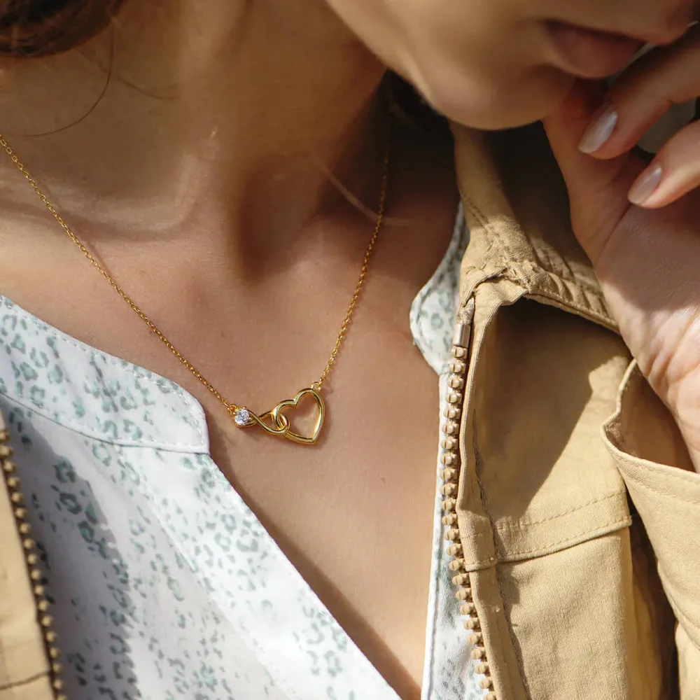 Heart Shape Zircon 18K Gold-Plated Necklace, image 4