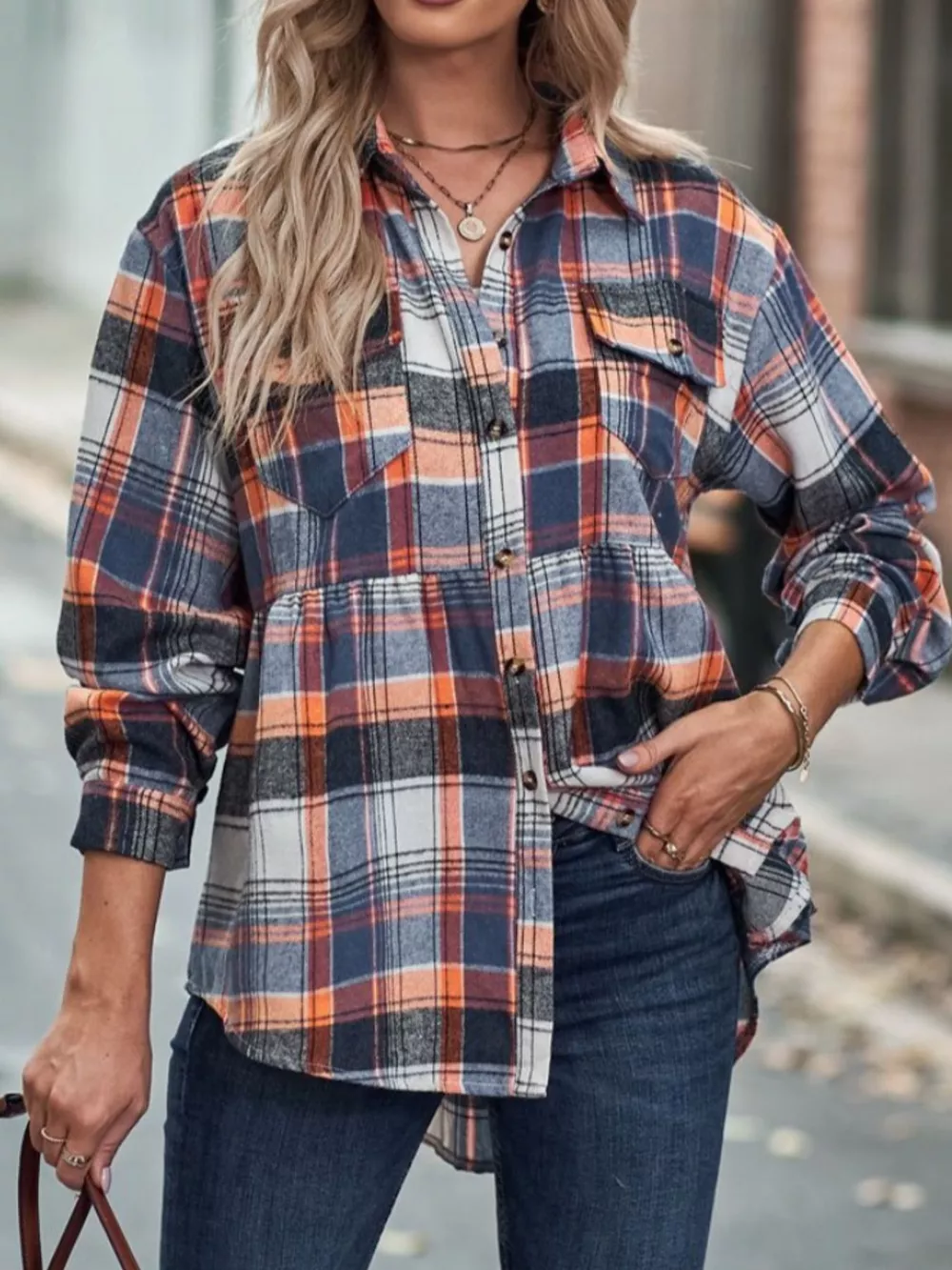Plaid Button-Down Long Sleeve Shirt, image 6