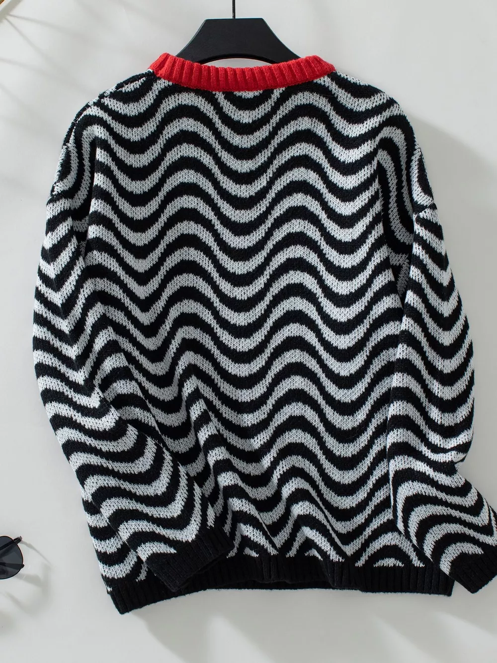 Wavy Striped Round Neck Sweater, image 15