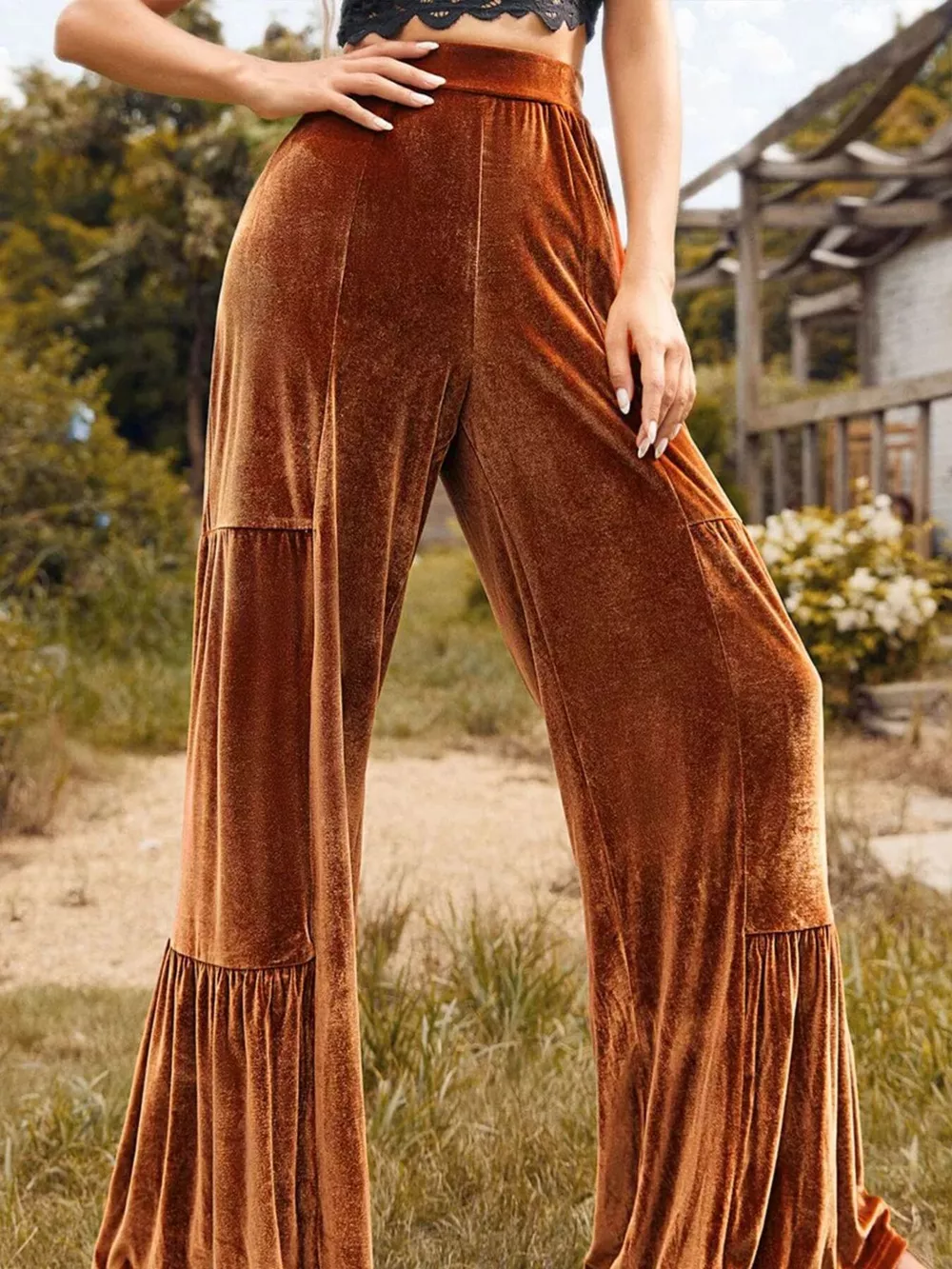 Velvet High Waist Wide Leg Pants, image 8