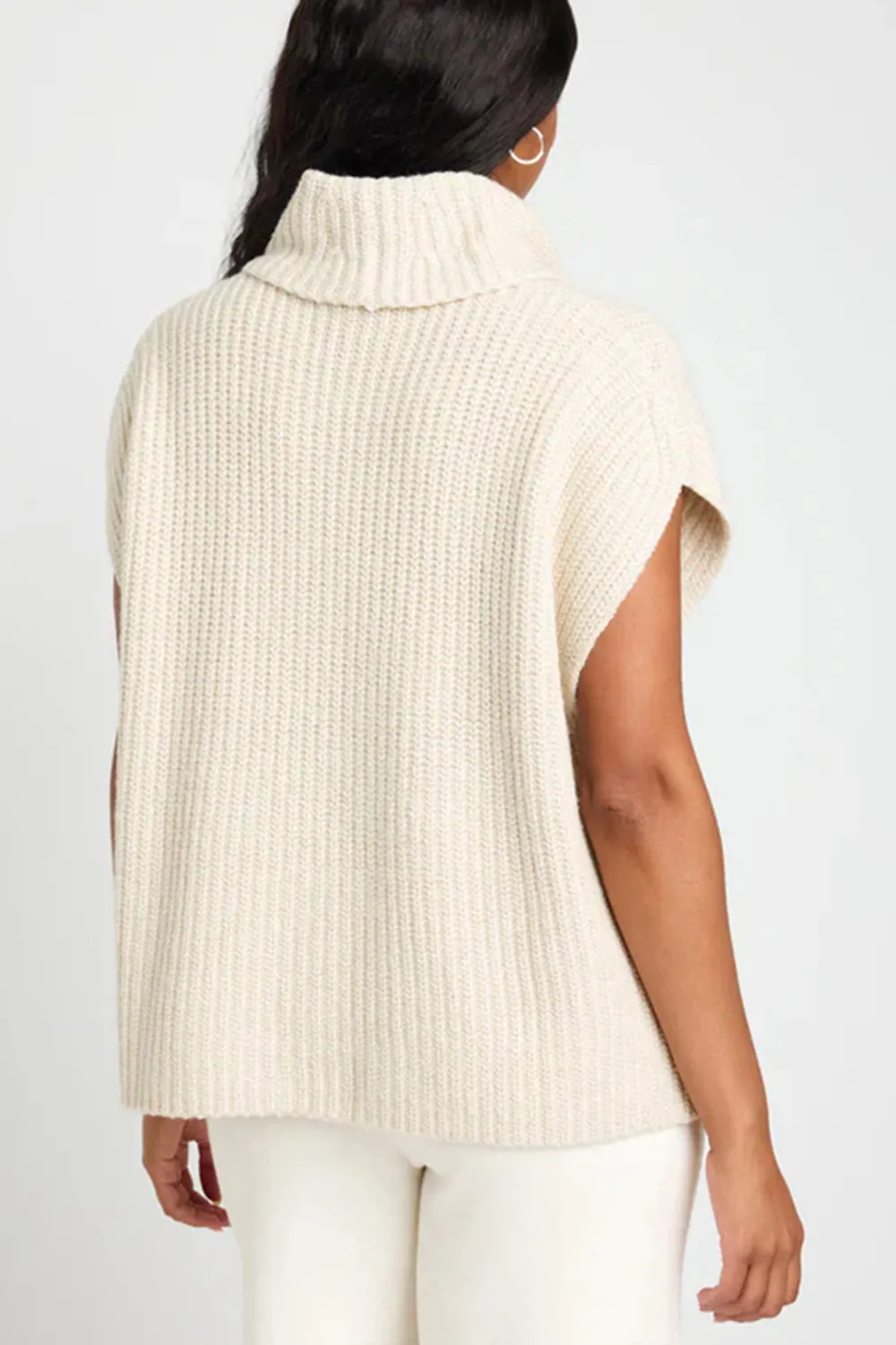 Slit Turtleneck Cap Sleeve Sweater, image 11