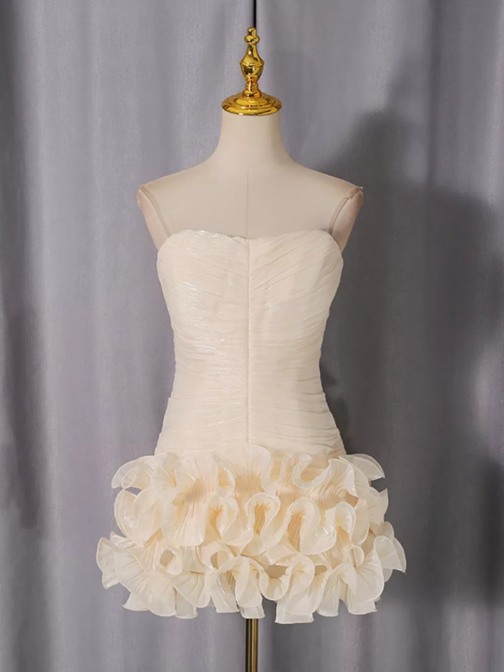 Strapless Ruffle Ruched Mini Dress, image 3