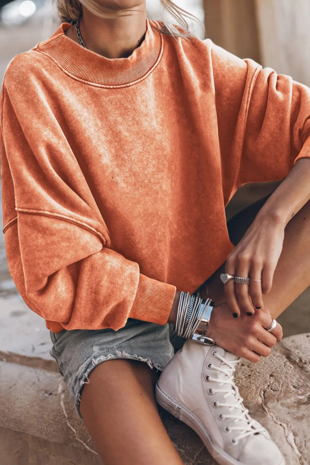 Mock Neck Dropped Shoulder Sweatshirt, image 11