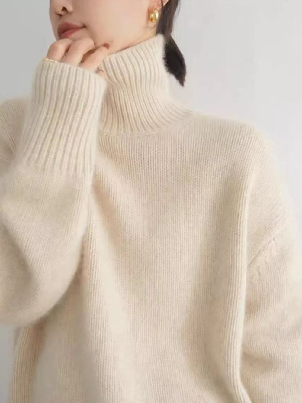 Turtleneck Dropped Shoulder Sweater, image 5
