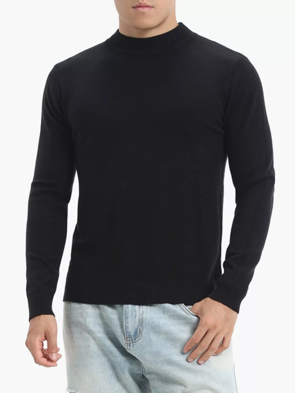 Men's Plus Size Slim-Fit Mock Neck Knit Top, image 5