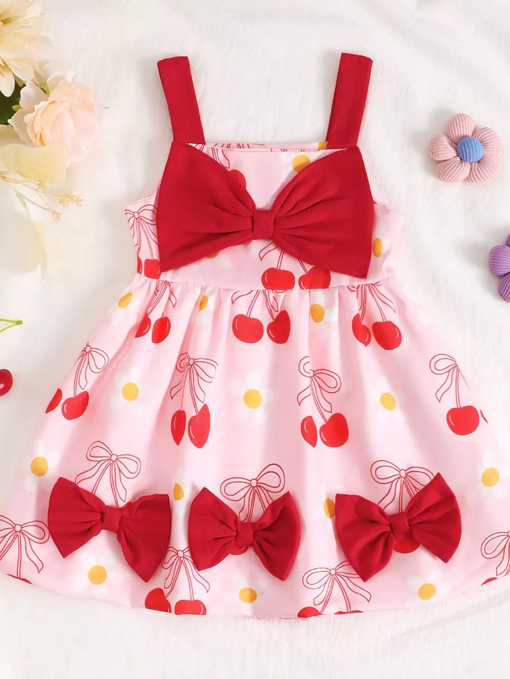 Children's Bow Front Printed Dress, image 7
