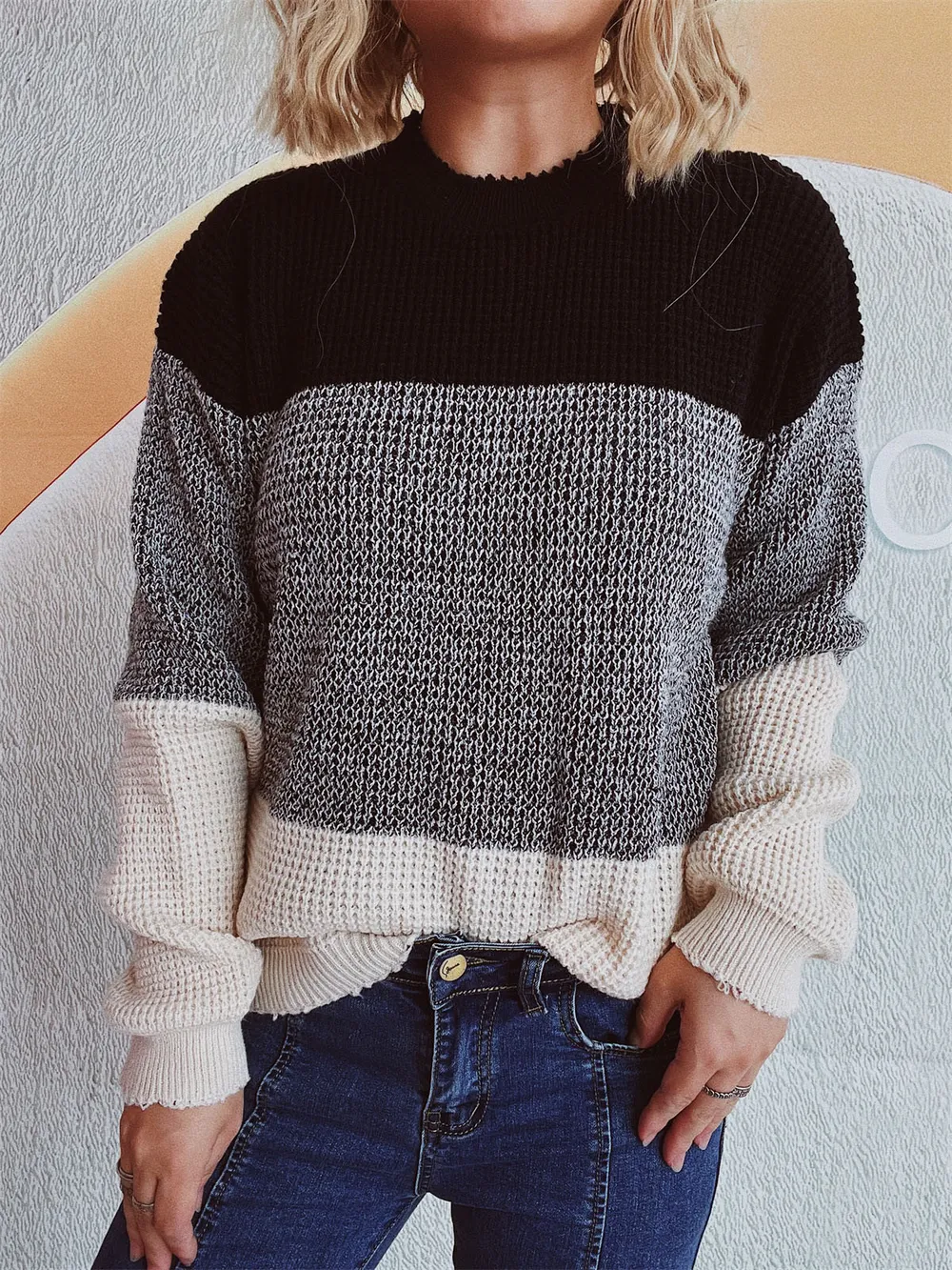 Color Block Long Sleeve Sweater, image 5