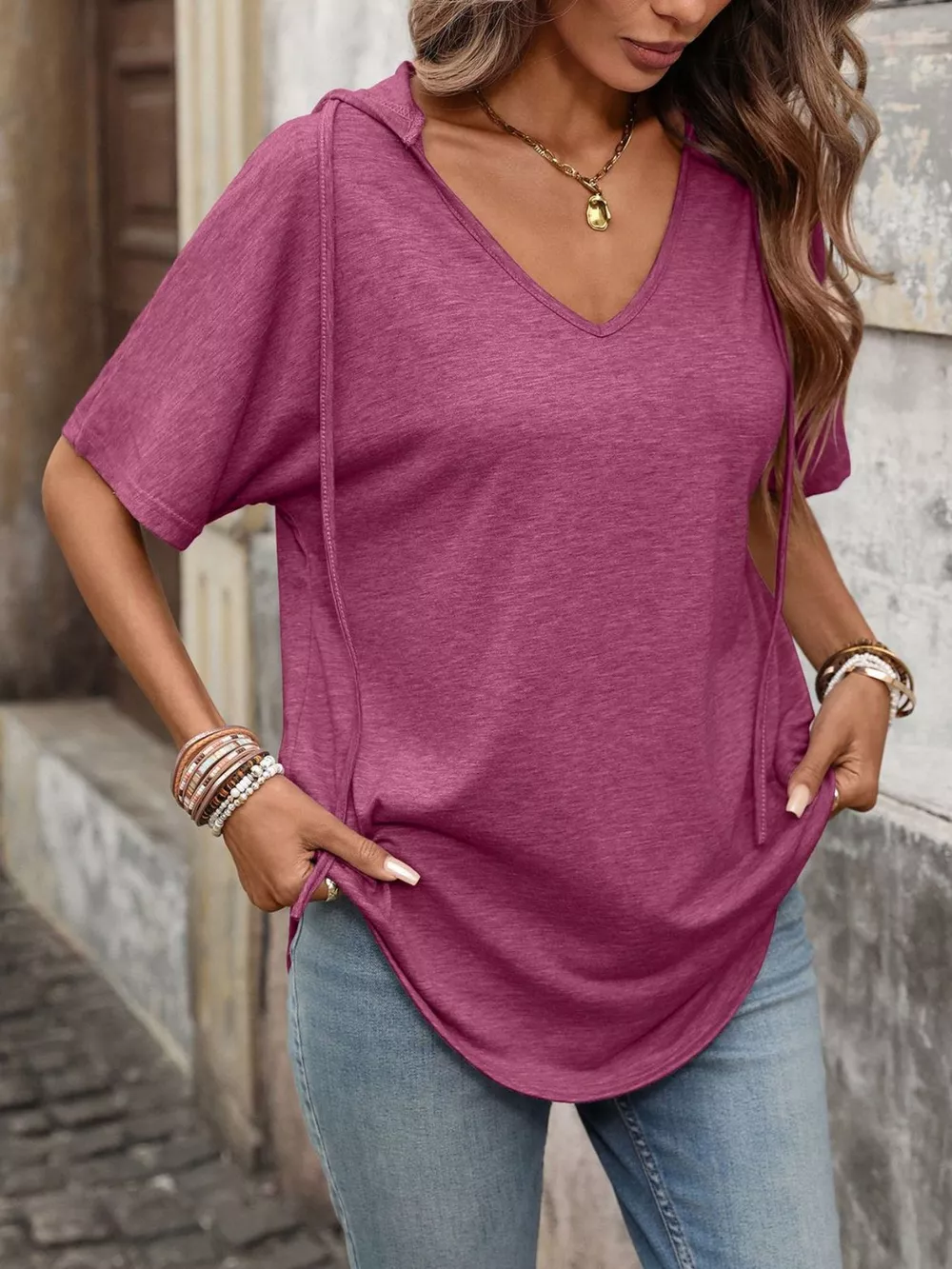 Casual Short Sleeve Hooded T-Shirt, image 9