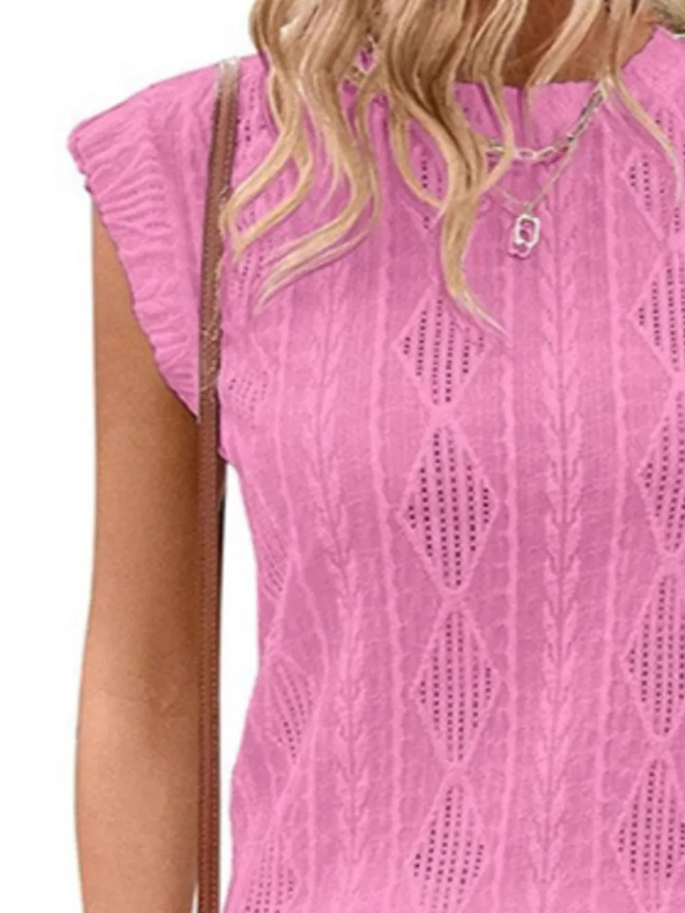 Openwork Round Neck Top, image 15