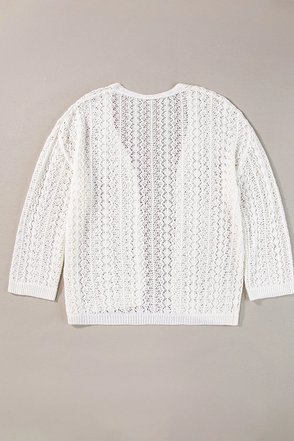 Openwork Open Front Dropped Shoulder Cardigan, image 3
